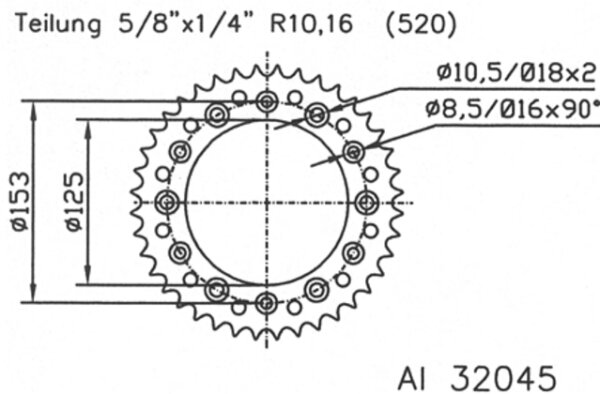 ESJOT Kettenrad "32045" 520, Aluminium 48 Zähne