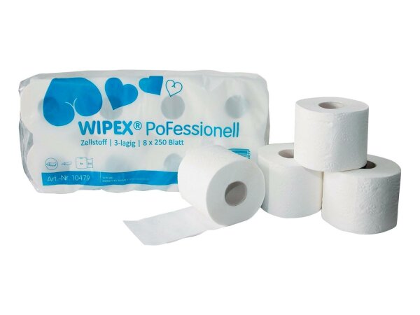 NORDVLIES Toilettenpapier "WIPEX PoFessionell" 3-l Paket mit 72 R