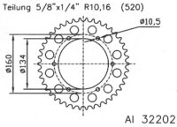 ESJOT Kettenrad "32202" 520, Aluminium,  42...