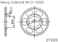 ESJOT Kettenrad "27005" 532, Stahl, schw 42...