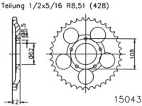 ESJOT Kettenrad "15043", 428, Stahl, 58 Zähne