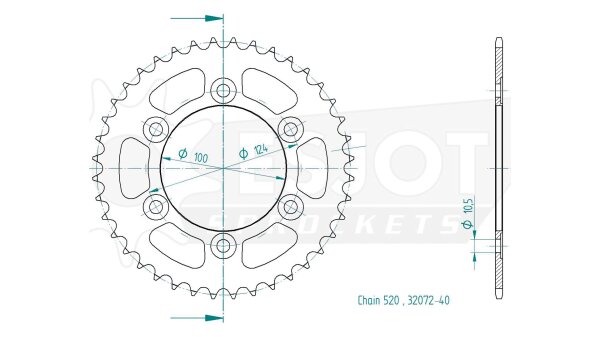 ESJOT Kettenrad "32072" 520, Stahl, schw 46 Zähne