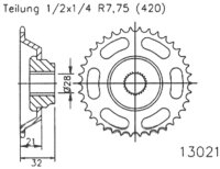 ESJOT Kettenrad "13021" 420, Stahl, schw 43...