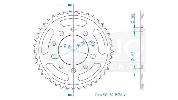 ESJOT Kettenrad "35036" 530, Stahl 41 Zähne