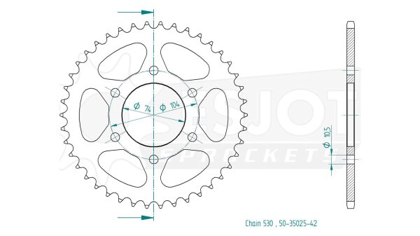 ESJOT Kettenrad "35025" 530, Stahl, schw 40 Zähne