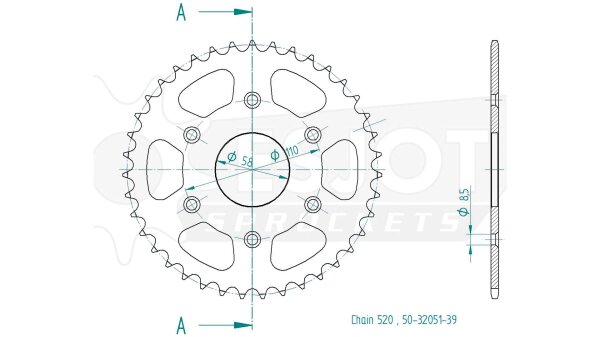 ESJOT Kettenrad "32051" 520, Stahl, schw 41 Zähne