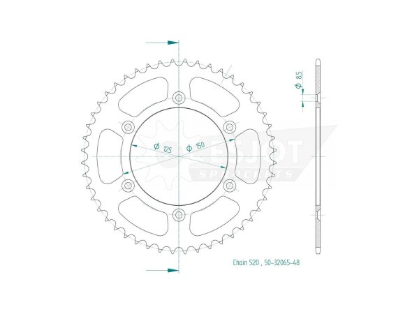 ESJOT Kettenrad "32065" Superlight 520,  51 Zähne, schwarz