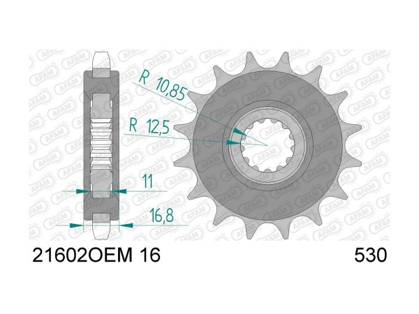 AFAM Antriebsritzel "21602" 530, Stahl g 16 Zähne