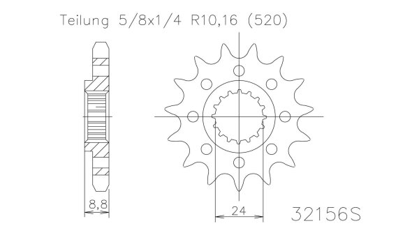 ESJOT Antriebsritzel "32156" 520 Stahl R 17 Zähne