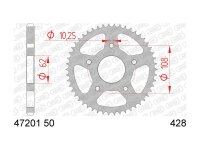 AFAM Kettenrad "47201" 428, Stahl, silbe 50...