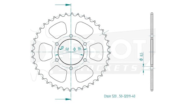 ESJOT Kettenrad "32011" 520, Stahl, schw 40 Zähne