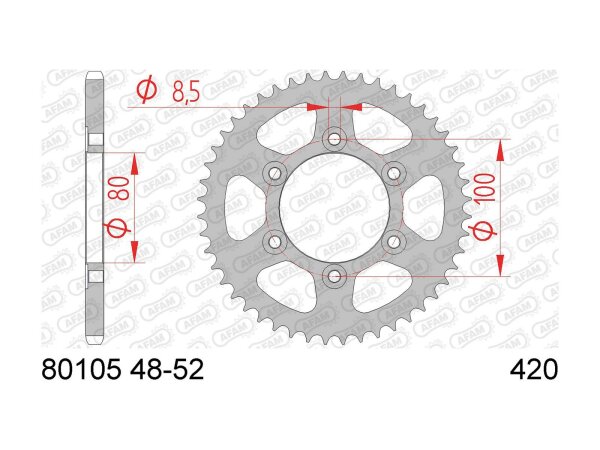 AFAM Kettenrad "80105" 420, Stahl, silbe 48 Zähne