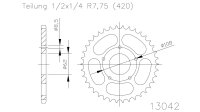 ESJOT Kettenrad "13042" 420, Stahl, schw 52...