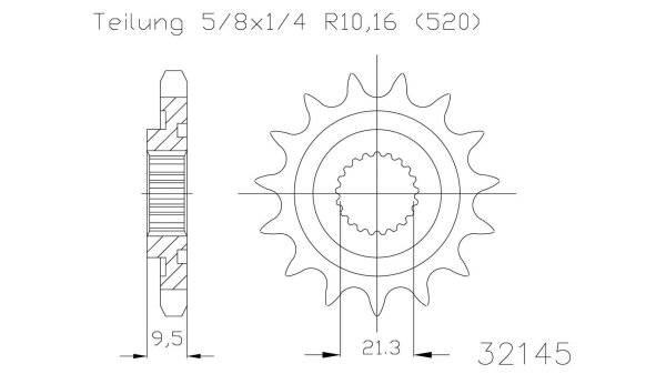 ESJOT Antriebsritzel "32145" 520, Stahl 15 Zähne