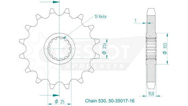 ESJOT Antriebsritzel "35017" 530, Stahl 15 Zähne