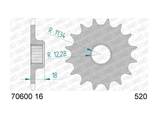 AFAM Antriebsritzel "70600" 520, Stahl 16 Zähne