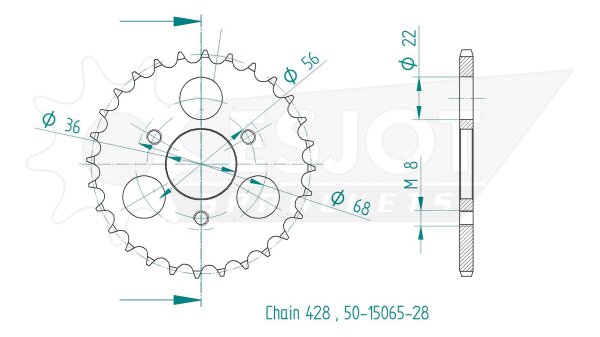 ESJOT Kettenrad "15065" 428, Stahl, schw 28 Zähne