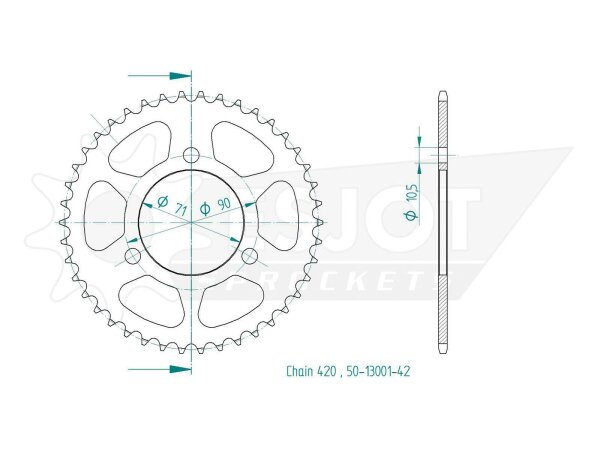 ESJOT Kettenrad "13001" 420, Stahl, schw 47 Zähne