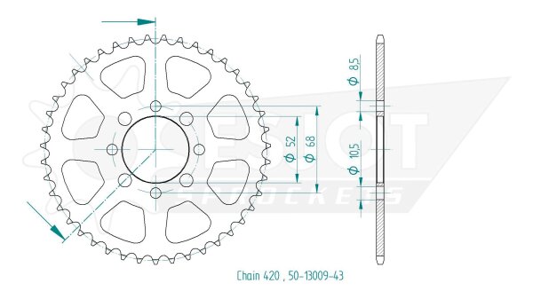 ESJOT Kettenrad "13009" 420, Stahl 41 Zähne, schwarz