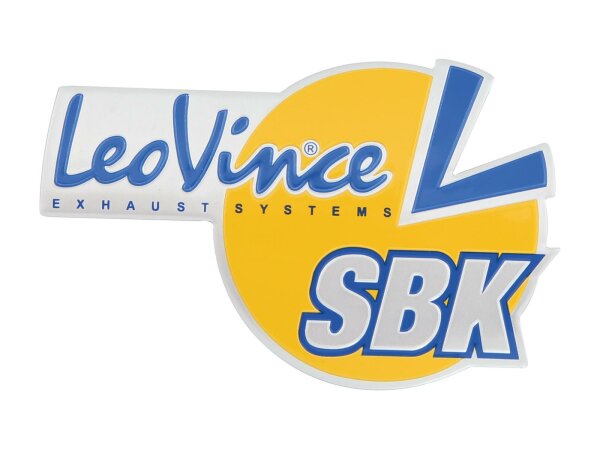 LEOVINCE Plakette LeoVince SBK, hitzebeständig, Länge: 93 mm, Breite: 64 mm Für SBK Oval, SBK Factory R (alte Ausführung), SBK GP Style (alte Ausführung), SBK LV One (alte Ausführung)