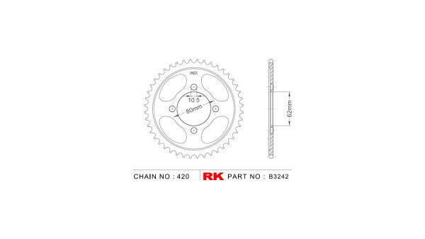 RK Kettenrad "3242" 428, Stahl, silber 49 Zähne