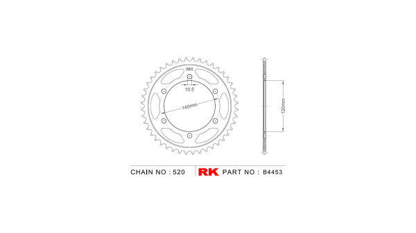 RK Kettenrad "4453" 520, Stahl, silber 37 Zähne