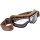 AVIATOR Brille "T2 Mod. 4182" Klassische Leder hellbraun, Brillenband beige, Rahmen silber, klar