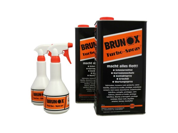 BRUNOX Universalöl "Turbo-Spray" Macht a Set bestehend aus: 2x 5 l Kanister und 2x 500 ml Pumpsprühflasche