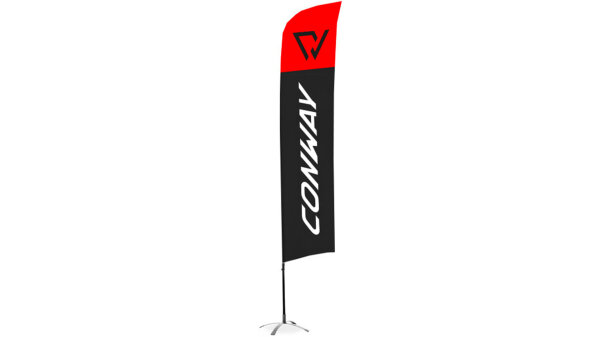 CONWAY Beachflag Mit X-Fuß, Wassersack u groß: 75 x 460 cm, 5,5 m hoch