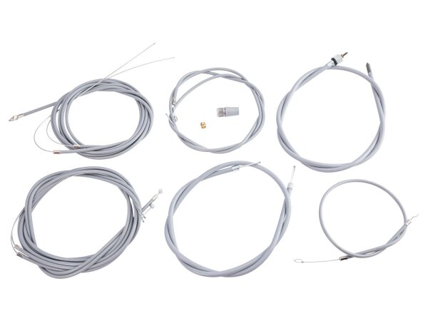 RMS Bowdenzugsatz Standard, grau bestehend aus: Gaszug 139403, Schaltzug 139402, Kupplungszug 192681, Bremszug vorne 174164, Bremszug hinten 174701, Starterzug 092370, Tachowelle 099011