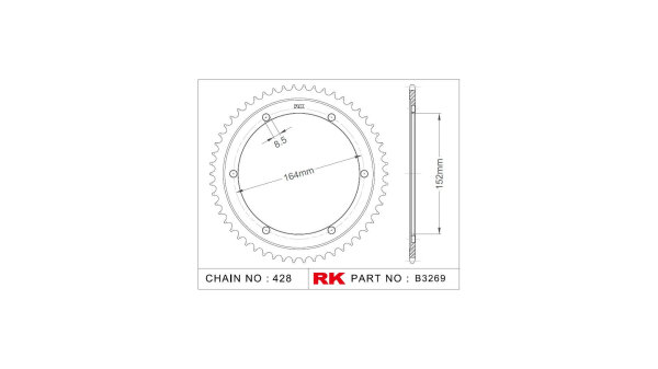 RK Kettenrad "3269" 428, Stahl, silber 55 Zähne