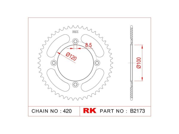 RK Kettenrad "2173" 420, Stahl 60 Zähne