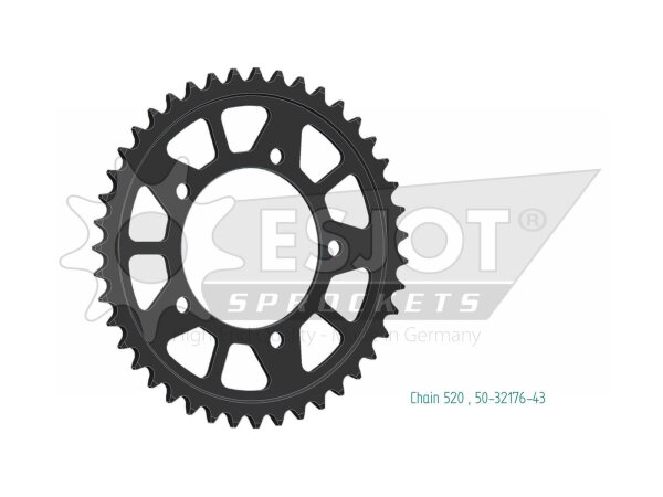 ESJOT Kettenrad "32176" 520, Stahl, schw 43 Zähne