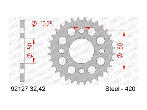 AFAM Kettenrad "92127" 420, Stahl 42 Zähne