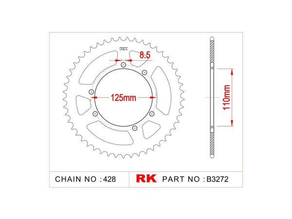 RK Kettenrad "3272" 428, Stahl, silber 60 Zähne