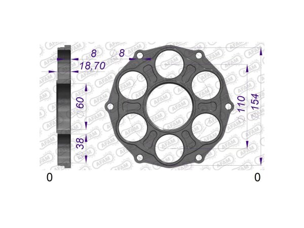 AFAM Kettenradträger "PCD" CNC gefräst,  PCD5, schwarz