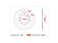 RK Kettenrad "5619" 525, Stahl, silber 42...