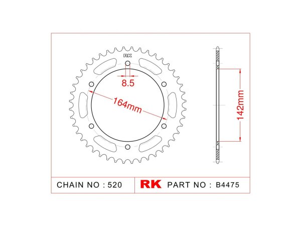 RK Kettenrad "4475" 520, Stahl 46 Zähne