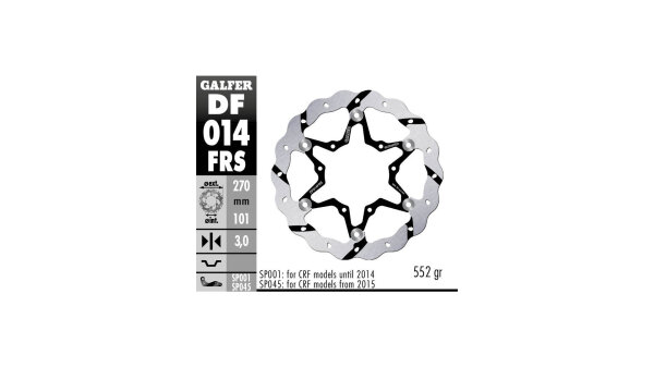 GALFER Wave Bremsscheibe "DF014" Typ FRS - Offroad schwimmend grooved Oversize