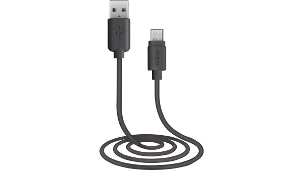 ENO Datenkabel 1 m lang, schwarz, parall USB auf Micro-USB (Stecker/Stecker), für Samsung, Huawei, Asus, LG u.a.