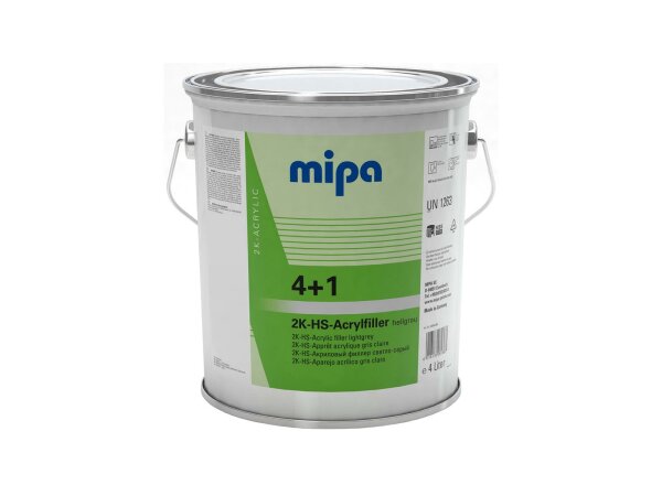 MIPA Grundierfiller "4+1 Acrylfiller HS" 4 l Eimer, hellgrau