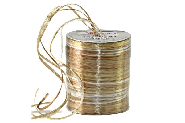 PATTBERG Raffia Naturbast 100 % recy. Material 50m gold/braun