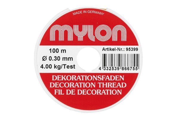 MYLON Dekorationsfaden 100m Ø0,3mm transparent auf Rolle