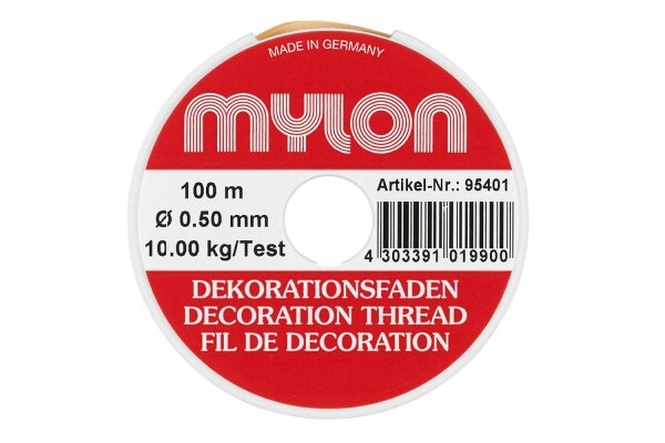 MYLON Dekorationsfaden 100m Ø0,5mm transparent auf Rolle