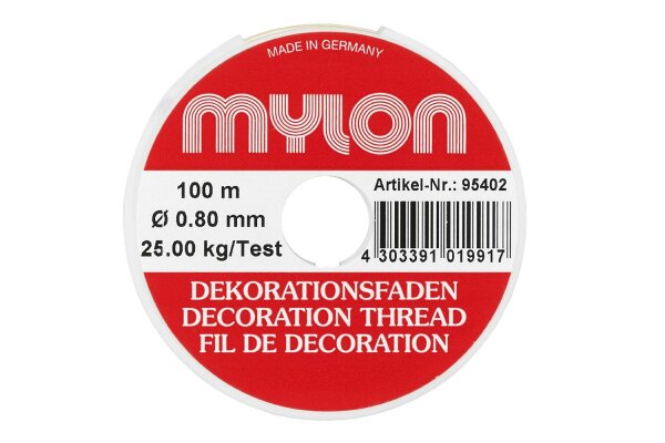 MYLON Dekorationsfaden 100m Ø0,8mm transparent auf Rolle