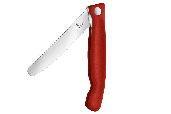 Swiss Classic, Picknick Messer, 11cm, Wellen, rot, B