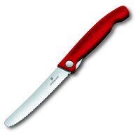 VICTORINOX Gemüsemesser Swiss Classic faltbar Wellenschliff rot Blister