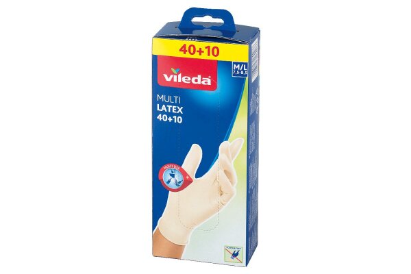 VILEDA Einweghandschuh Multi Latex 40+10 Größe M/L 50er Pack