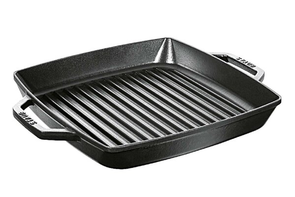 STAUB Grillpfanne mit 2 Griffen Gusseisen 28x28cm schwarz