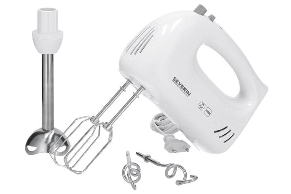 SEVERIN Handmixer HM3822 mit Stabmixer-Aufsatz 300W 5 Geschwindigkeitsstufen weiß